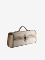SAVETTE - Women Slim Symmetry Pochette In Herringbone Linen With S Bag - Image 2