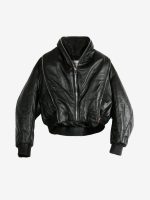 GIVENCHY - Women Zipped Shawl Collar Leather Bomber Jacket - Image 4