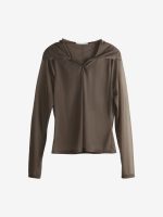AMOMENTO - Women Sheer Hooded Zip Up Jumper - Image 4