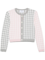THOM BROWNE - Women Fun Mix Gingham Check Birdseye Back Jacquard Cropped Crew Neck Knitwear - Image 5
