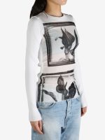 JEAN PAUL GAULTIER - Women Printed Flowers Sheer Long Sleeved Top - Image 2