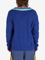 SKY HIGH FARM - Unisex V-Neck Striped Cableknit Sweater - Image 3