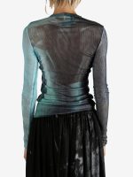 JEAN PAUL GAULTIER - Women Mesh Printed "Water" Long Sleeves Top - Image 3